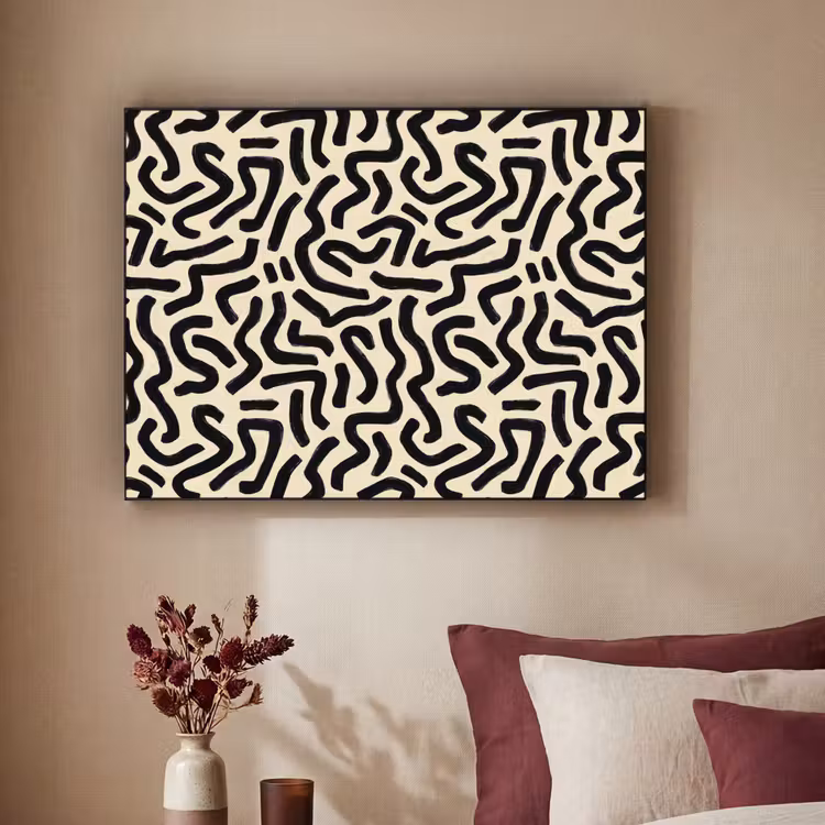 Abstract - Lijnen - Zwart Textielframe zwart klein 947 -sfeer1