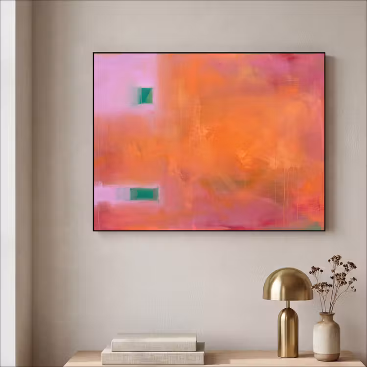 Abstract - Vlakken - Kunst - Modern - Oranje Textielframe zwart klein -sfeer2