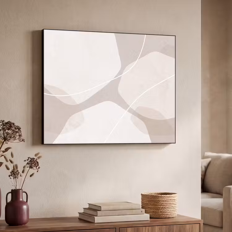 Art Frame - Abstract - Shapes - Beige - Abstract - Vormen - Beige Textielframe zwart klein
