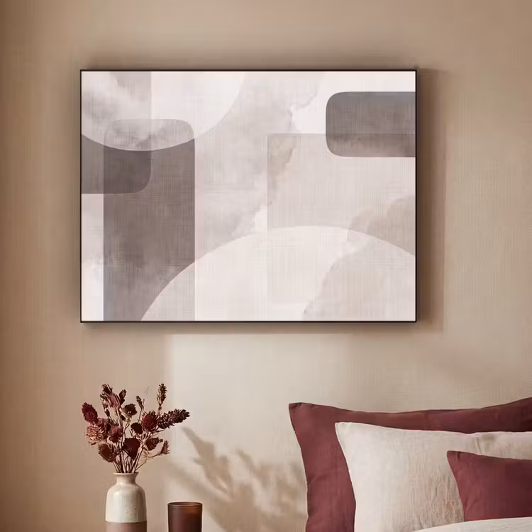 Art Frame - Abstract Shapes - Beige - Abstracte vormen - Beige Textielframe zwart klein