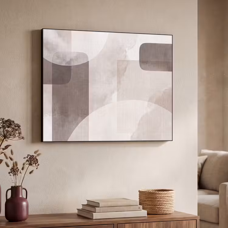Art Frame - Abstract Shapes - Beige - Abstracte vormen - Beige Textielframe zwart klein