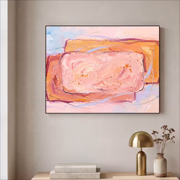Abstract - Vormen - Modern - Roze Textielframe zwart klein -sfeer2