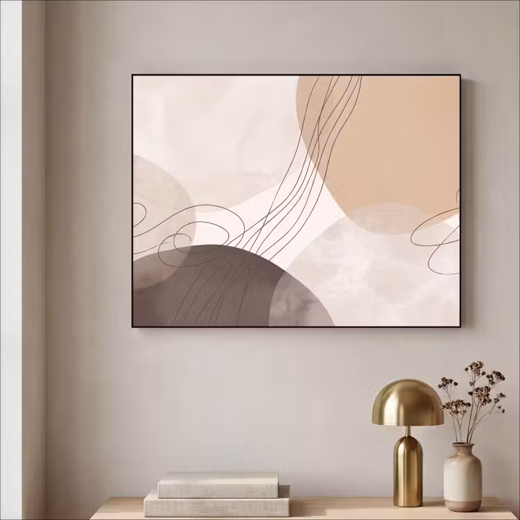Art Frame - Abstraction - Beige - Modern - Abstractie - Beige - Modern Textielframe zwart klein
