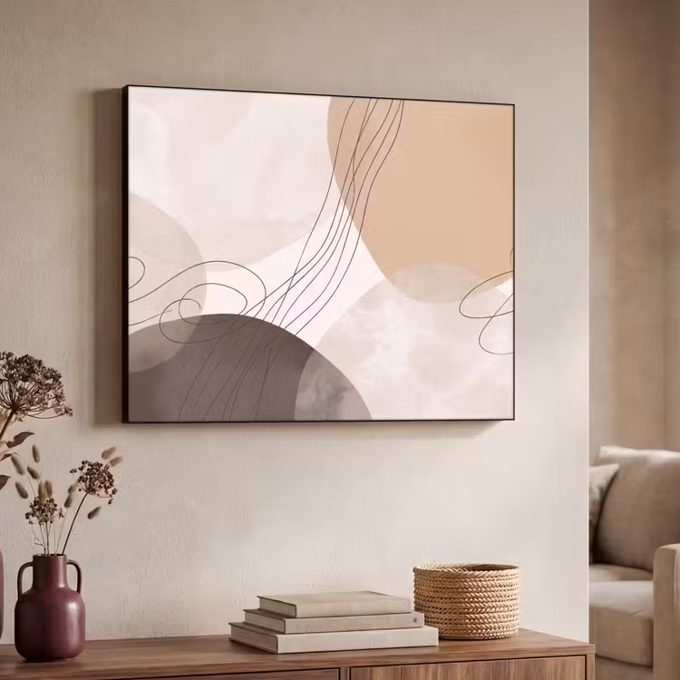 Art Frame - Abstraction - Beige - Modern - Abstractie - Beige - Modern Textielframe zwart klein
