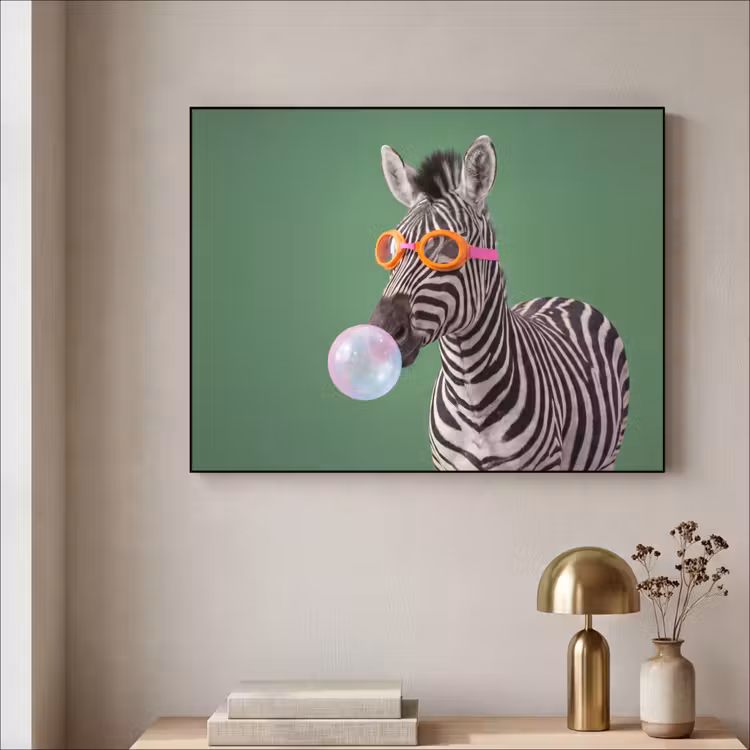 Dier - Bril - Bel - Modern - Groen Textielframe zwart klein -sfeer2