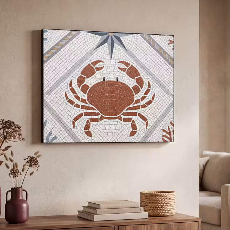 Dier - Mozaïek - Zee - Klassiek - Bruin Textielframe zwart klein -sfeer3