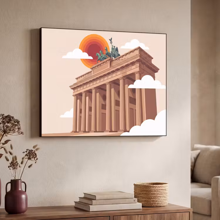 Architectuur - Brandenburg - Berlijn - Zonsondergang - Historisch Textielframe zwart klein -sfeer3