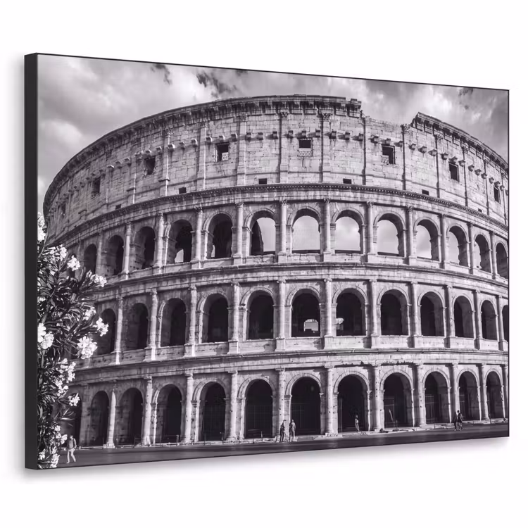 Architectuur - Colosseum - Rome - Historisch - Zwart-wit Textielframe zwart klein -3d