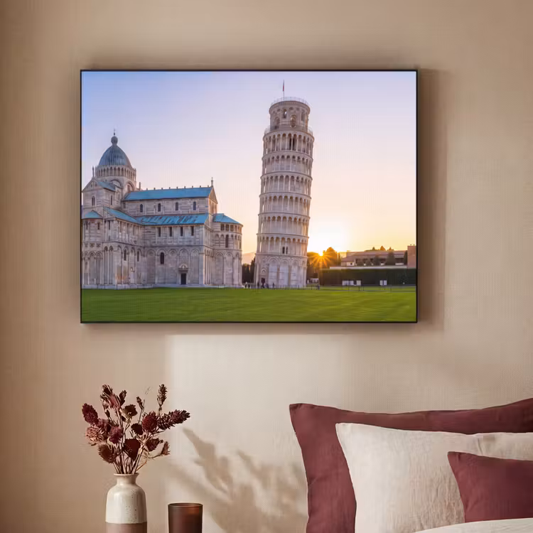 Architectuur - Toren - Pisa - Italië - Zonsondergang Textielframe zwart klein -sfeer1