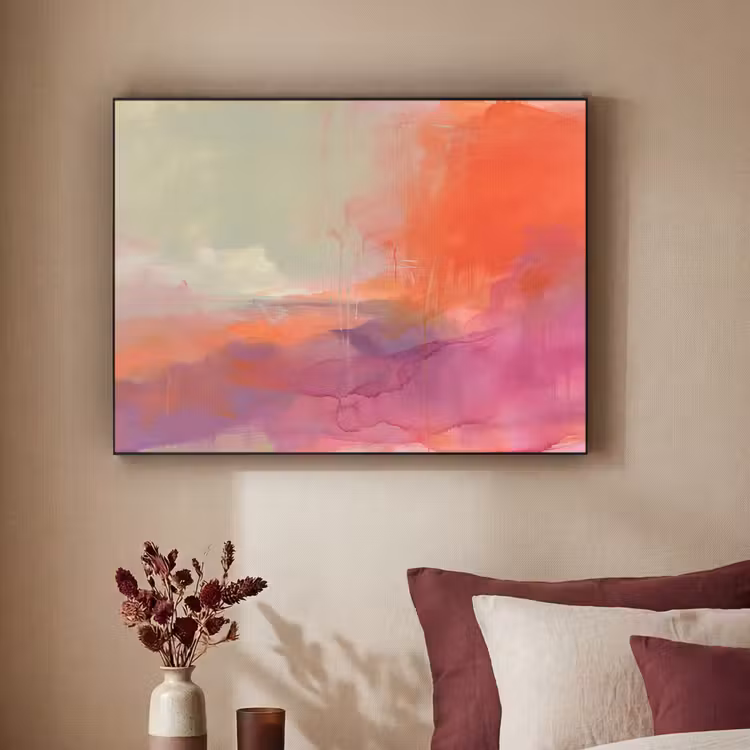 Kunst - Vloeiend - Overgangen - Oranje Textielframe zwart klein -sfeer1