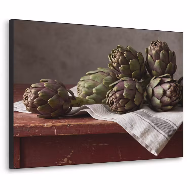 Art Frame - Artichoke - Food - Rustic - Artisjok - Eten - Rustiek Textielframe zwart klein