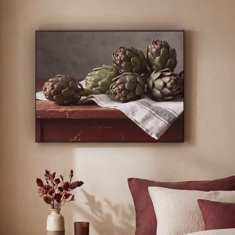 Art Frame - Artichoke - Food - Rustic - Artisjok - Eten - Rustiek Textielframe zwart klein