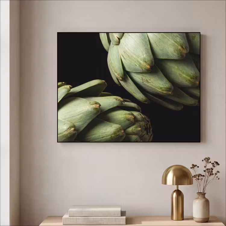 Art Frame - Artichoke - Green - Food - Artisjok - Groen - Eten Textielframe zwart klein