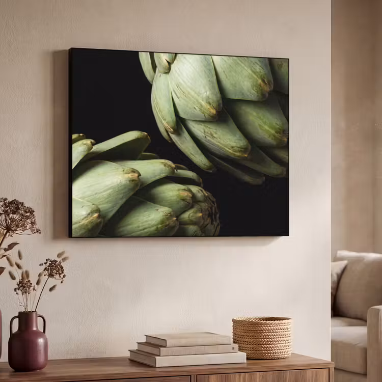 Art Frame - Artichoke - Green - Food - Artisjok - Groen - Eten Textielframe zwart klein