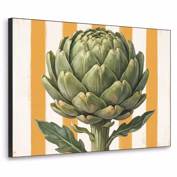 Art Frame - Artichoke - Modern - Vegetable - Artisjok - Modern - Groente Textielframe zwart klein