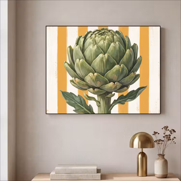 Art Frame - Artichoke - Modern - Vegetable - Artisjok - Modern - Groente Textielframe zwart klein