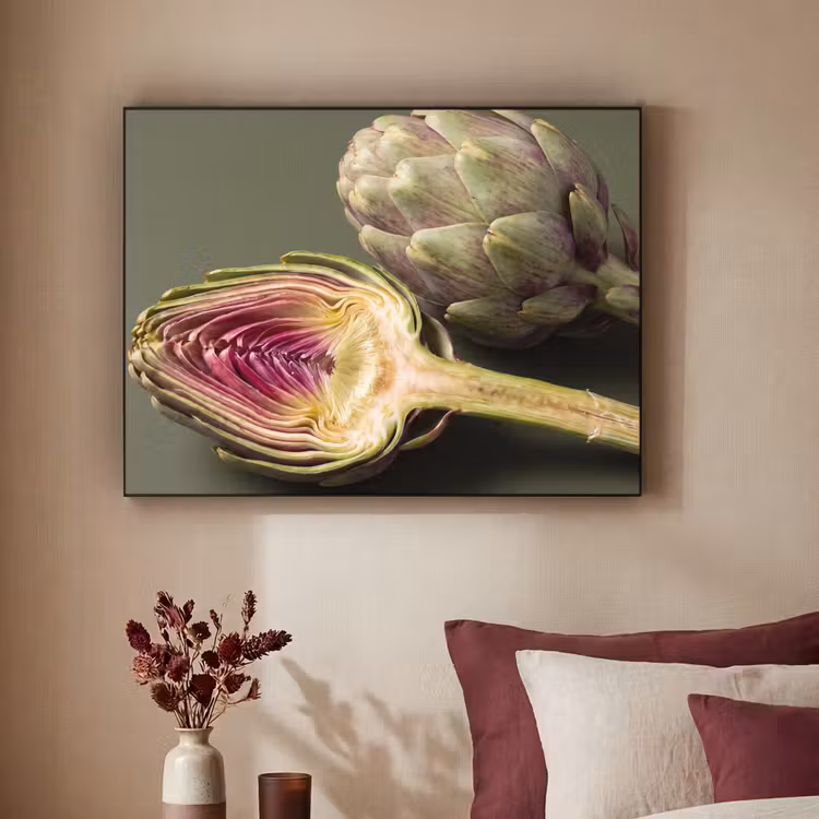Art Frame - Artichoke - Purple - Food - Artisjok - Paars - Voedsel Textielframe zwart klein