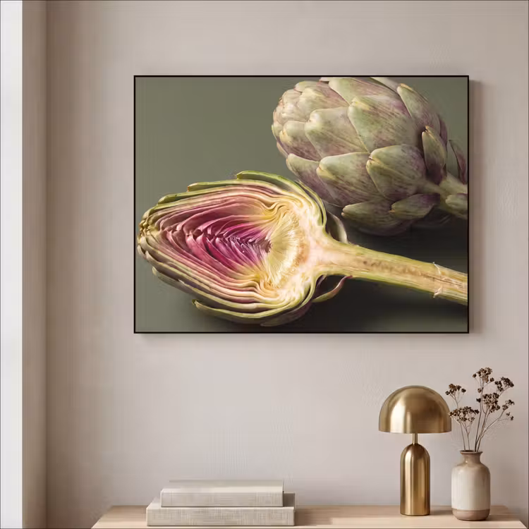 Art Frame - Artichoke - Purple - Food - Artisjok - Paars - Voedsel Textielframe zwart klein