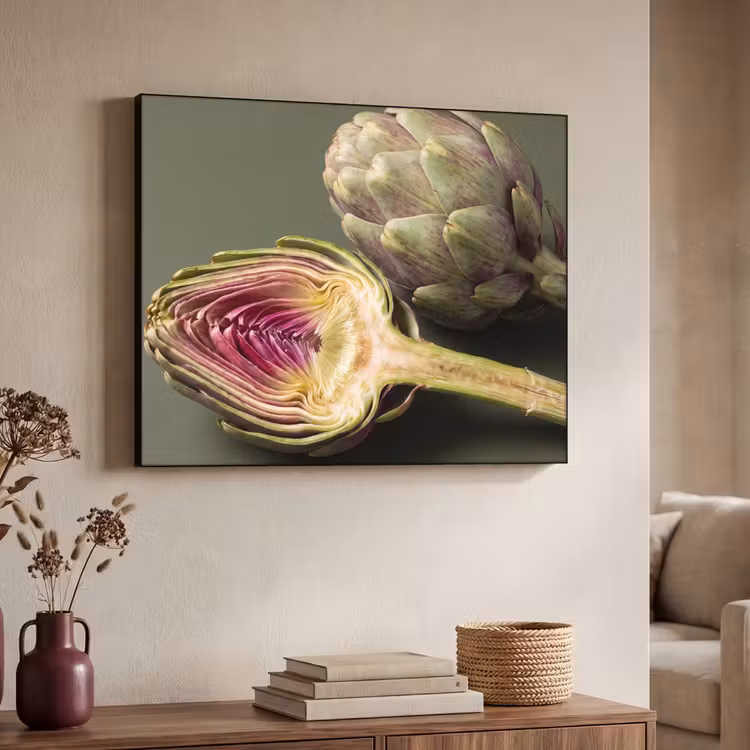 Art Frame - Artichoke - Purple - Food - Artisjok - Paars - Voedsel Textielframe zwart klein