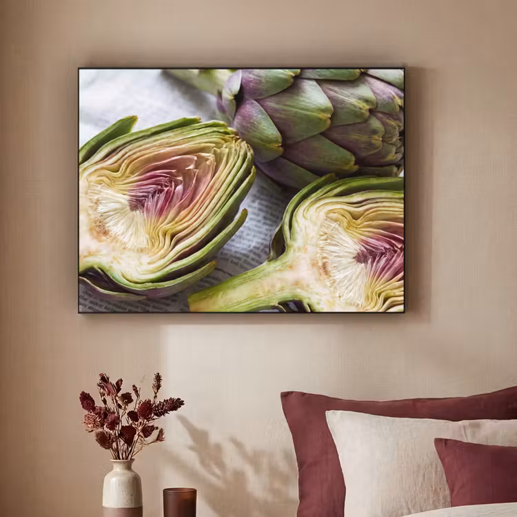 Art Frame - Artichoke - Sliced - Food - Artisjok - Doorgesneden - Eten Textielframe zwart klein