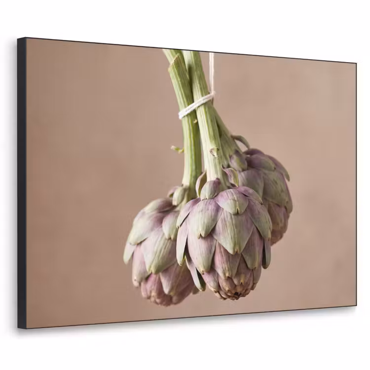 Art Frame - Artichokes - Hanging - Vegetables - Artisjokken - Hangend - Groenten Textielframe zwart klein