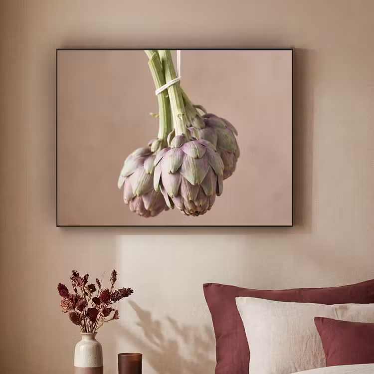 Art Frame - Artichokes - Hanging - Vegetables - Artisjokken - Hangend - Groenten Textielframe zwart klein