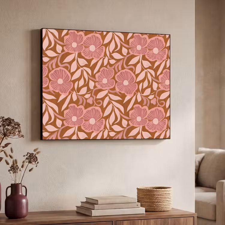 Sfeer - Bloemen - Roze Textielframe zwart klein 947 -sfeer3