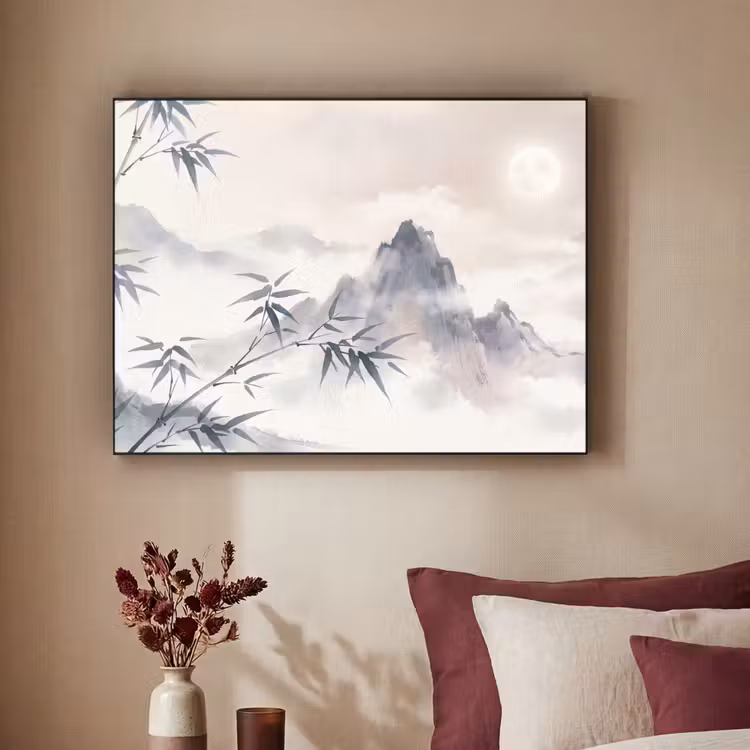 Bamboe - Azië - Grijs Textielframe zwart klein -sfeer1