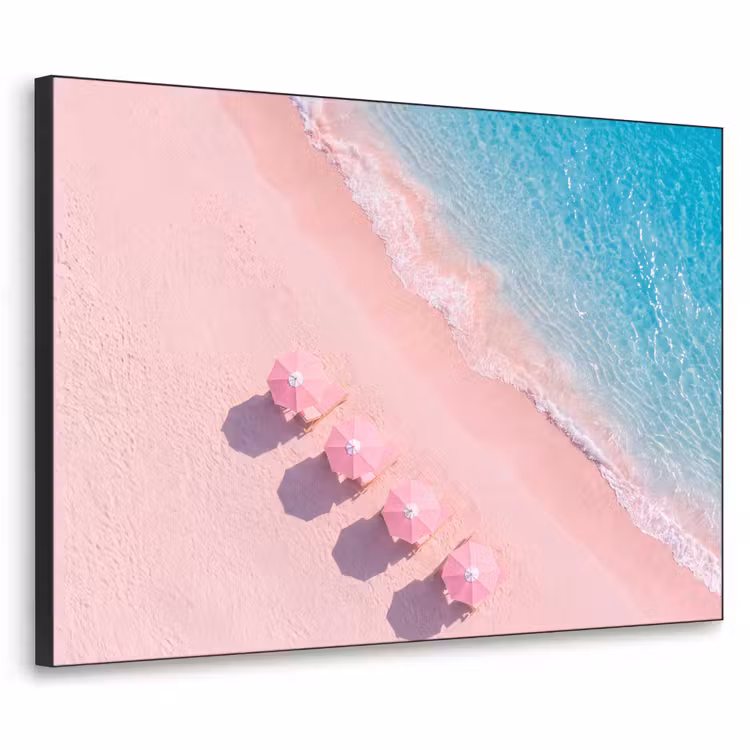 Strand - Roze zand - Zee - Zomer - Natuur Textielframe zwart klein -3d