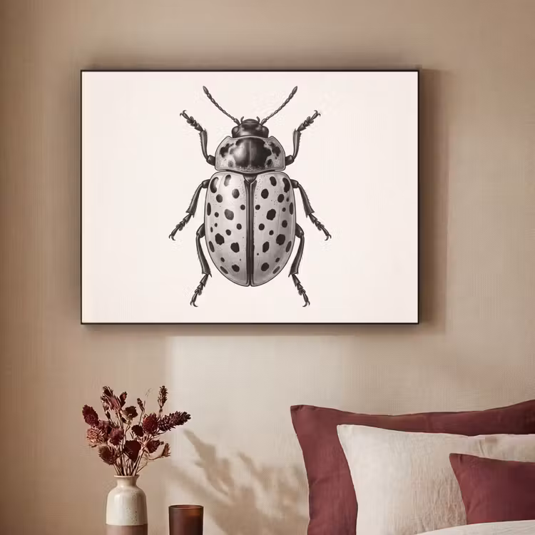 Kever - Insect - Vintage Textielframe zwart klein -sfeer1