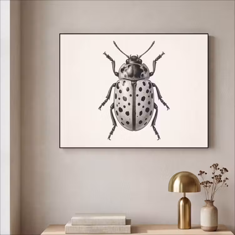 Kever - Insect - Vintage Textielframe zwart klein -sfeer2