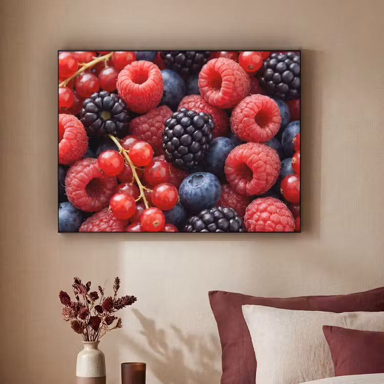 Bessen - Mix - Vers - Eten - Kleurrijk Textielframe zwart klein -sfeer1