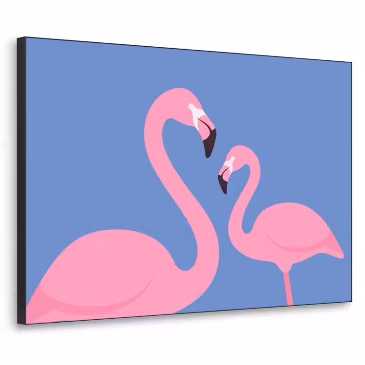Vogel - Paar - Dieren - Modern - Roze Textielframe zwart klein -3d