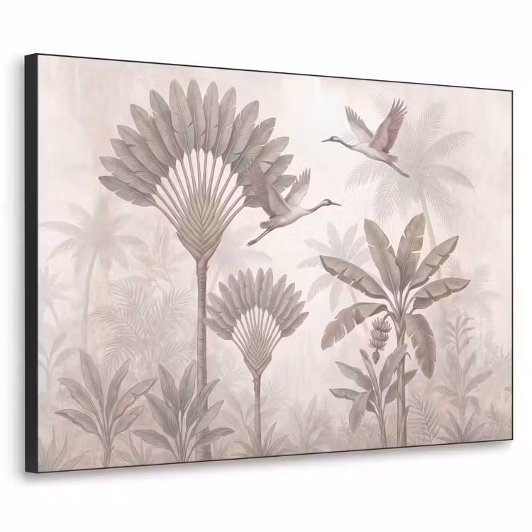 Vogel - Tropisch - Jungle - Natuur - Beige Textielframe zwart klein -3d