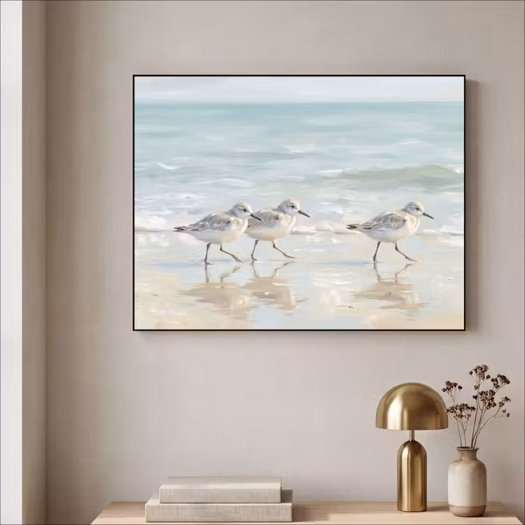 Vogels - Strand - Zee Textielframe zwart klein -sfeer2