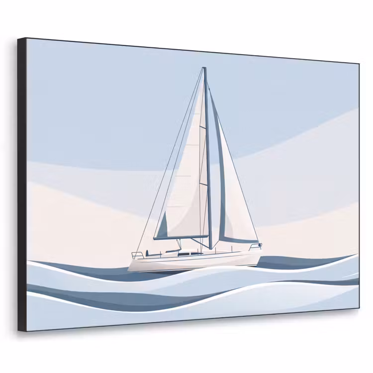 Boot - Zeil - Zee - Modern - Beige Textielframe zwart klein -3d