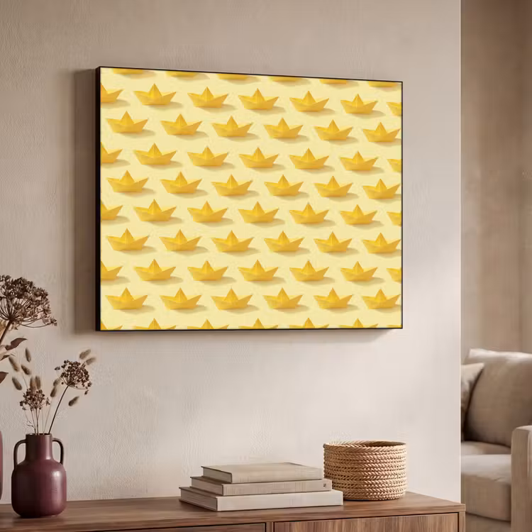 Bootjes - Origami - Creatief - Geel Textielframe zwart klein 947 -sfeer3