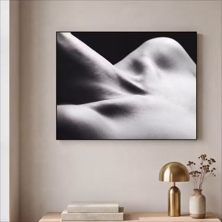 Lichaam - Vormen - Abstract - Zwart - Wit - Sensueel Textielframe zwart klein -sfeer2