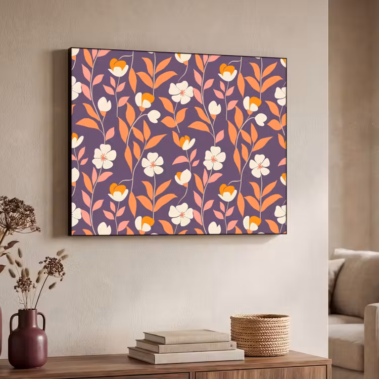 Boho - Vintage - Paars Textielframe zwart klein 947 -sfeer3