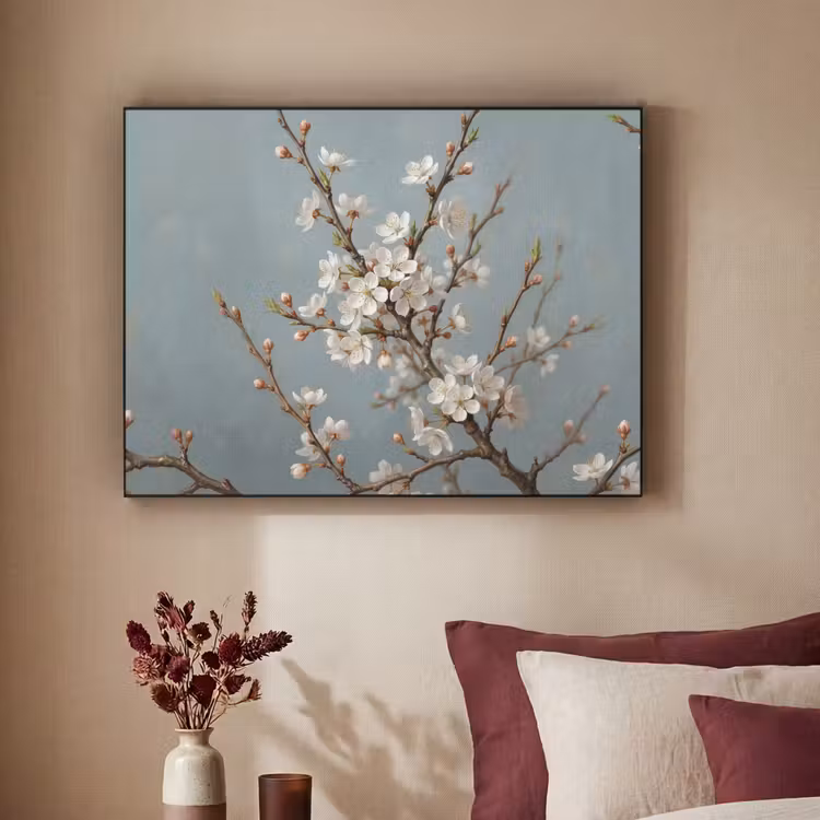 Botanisch - Stilleven - Blauw Textielframe zwart klein -sfeer1