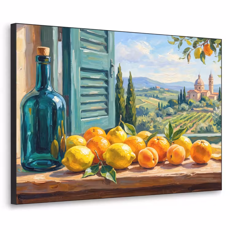 Art Frame - Bottle - Fruit - Still Life - Fles - Fruit - Stilleven Textielframe zwart klein