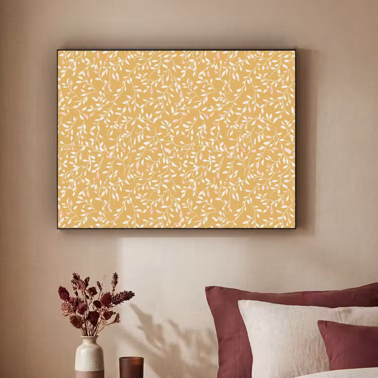 Takjes - Patroon - Oker Textielframe zwart klein 947 -sfeer1