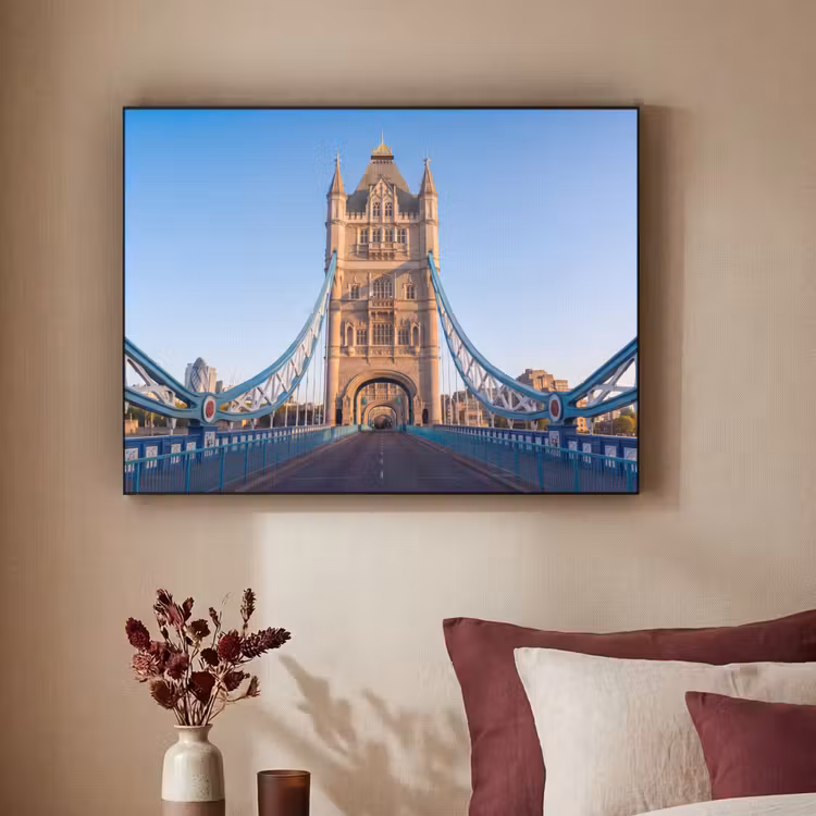 Brug - Toren - Architectuur - Klassiek - Blauw Textielframe zwart klein -sfeer1
