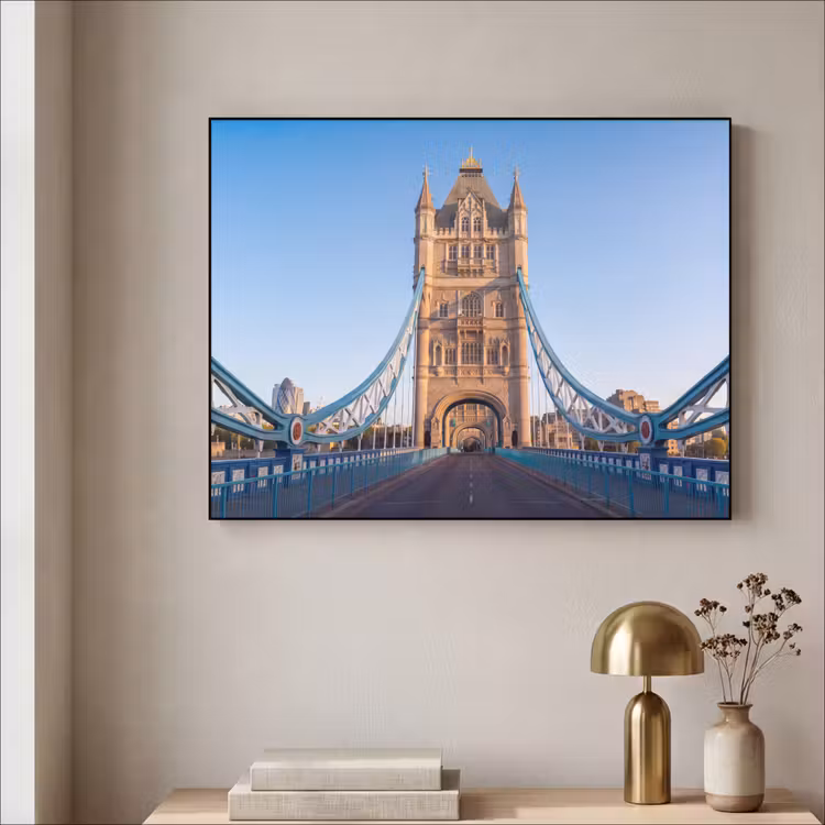 Brug - Toren - Architectuur - Klassiek - Blauw Textielframe zwart klein -sfeer2