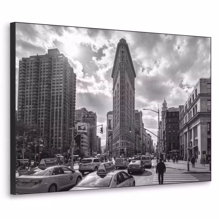 Gebouw - Hoogbouw - Stad - Architectuur - Zwart-wit Textielframe zwart klein -3d