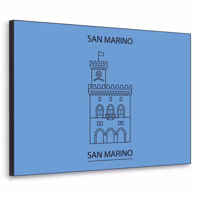 Gebouw - San Marino - Architectuur - Lijntekening - Blauw Textielframe zwart klein -3d