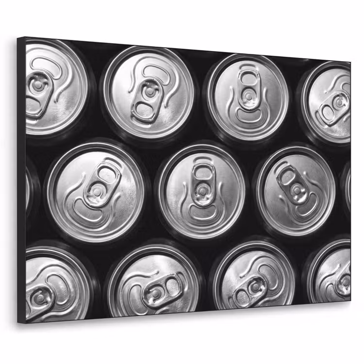 Blikjes - Aluminium - Patroon - Industrieel - Zilver Textielframe zwart klein -3d