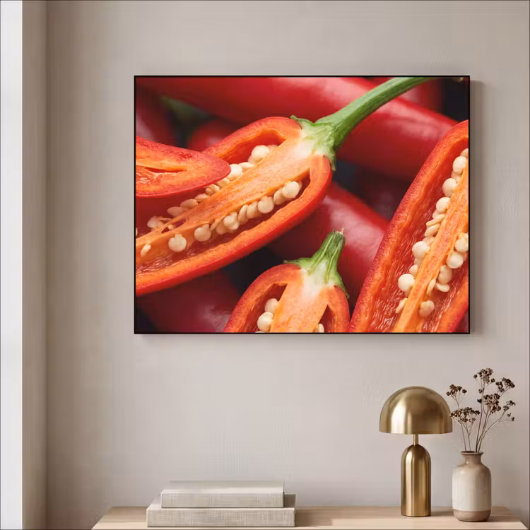 Art Frame - Chili Pepper - Open - Red - Chilipeper - Open - Rood Textielframe zwart klein