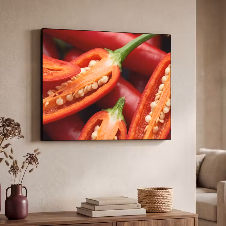 Art Frame - Chili Pepper - Open - Red - Chilipeper - Open - Rood Textielframe zwart klein