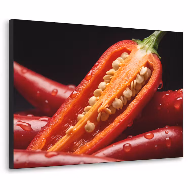Art Frame - Chili Pepper - Red - Food - Chilipeper - Rood - Eten Textielframe zwart klein